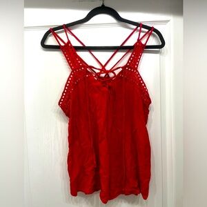 Maurices Strappy Red lace up Tank top Size Medium